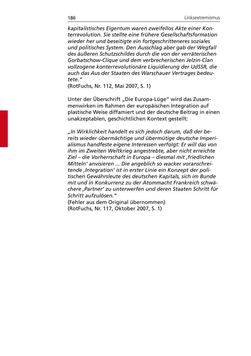 Seite 188 des Verfassungsschutzbericht 2007 Niedersachsen