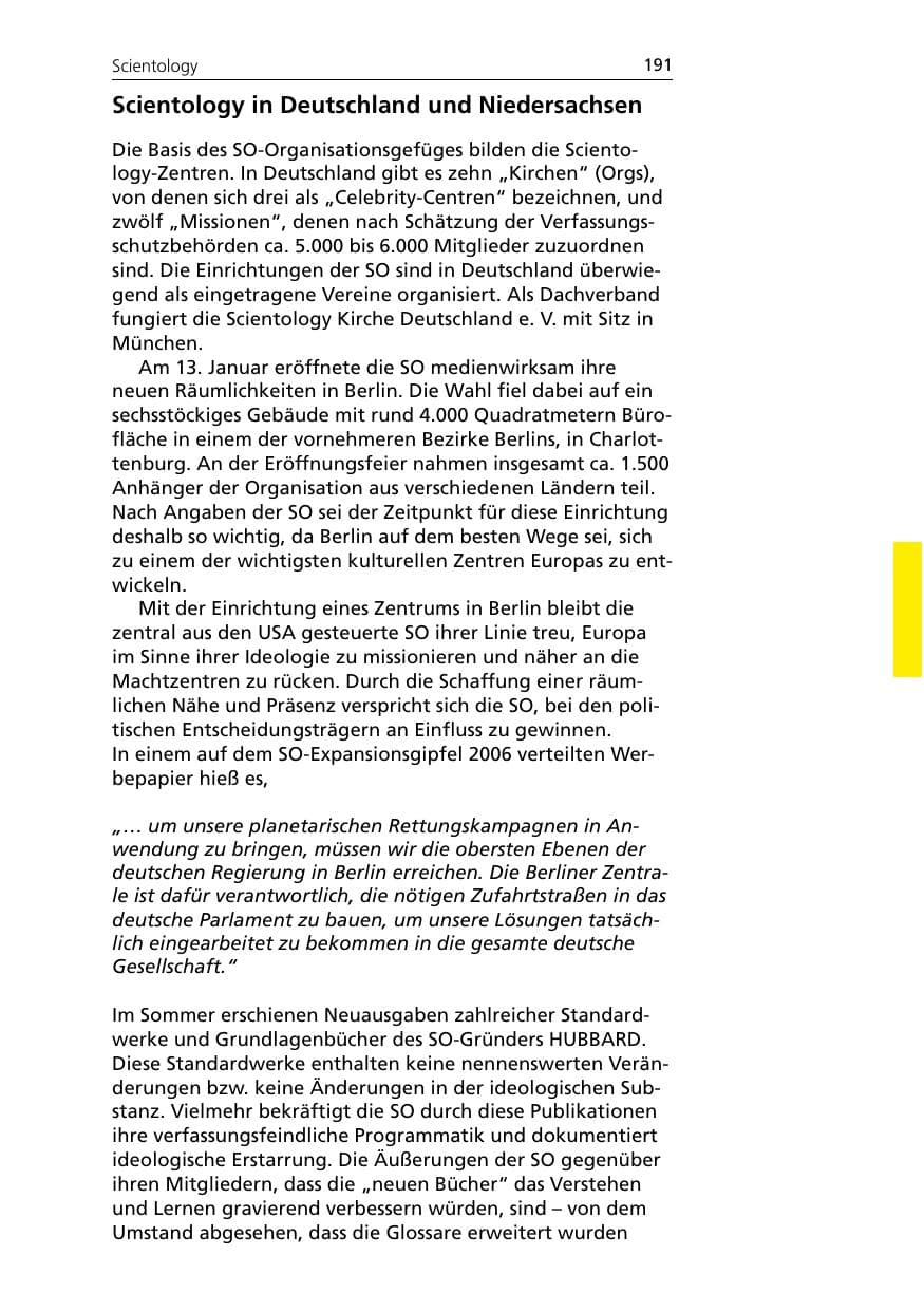 Seite 193 des Verfassungsschutzbericht 2007 Niedersachsen