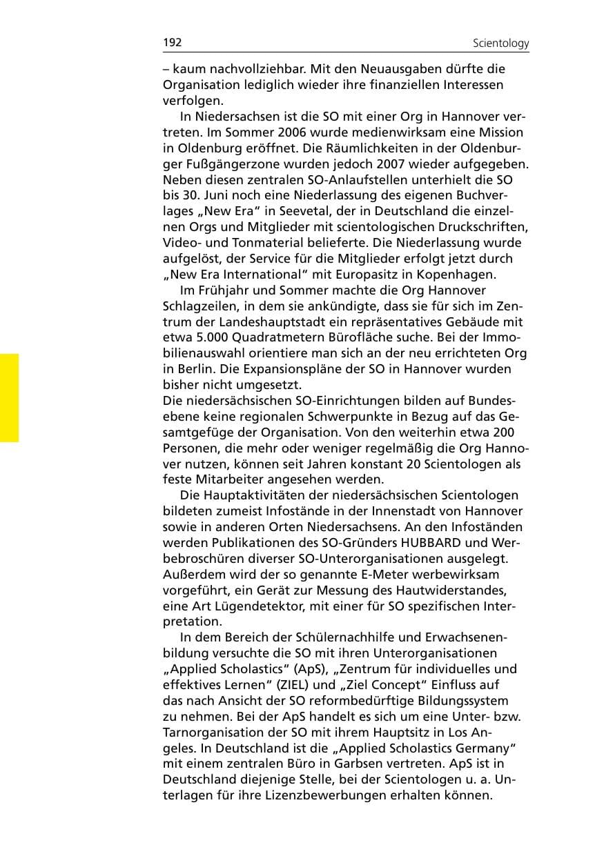 Seite 194 des Verfassungsschutzbericht 2007 Niedersachsen