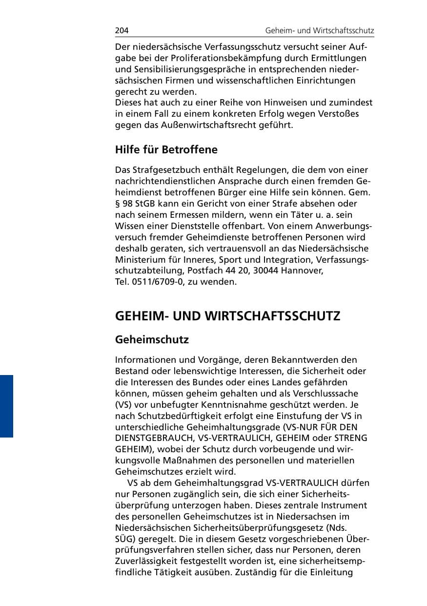 Seite 206 des Verfassungsschutzbericht 2007 Niedersachsen