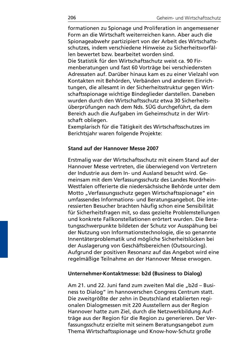Seite 208 des Verfassungsschutzbericht 2007 Niedersachsen