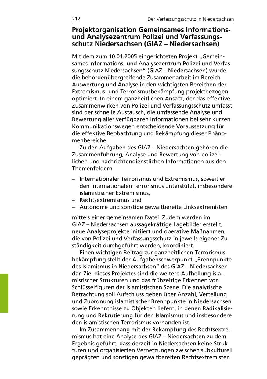 Seite 214 des Verfassungsschutzbericht 2007 Niedersachsen
