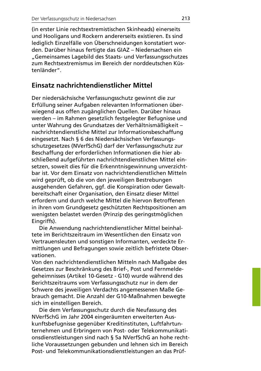 Seite 215 des Verfassungsschutzbericht 2007 Niedersachsen