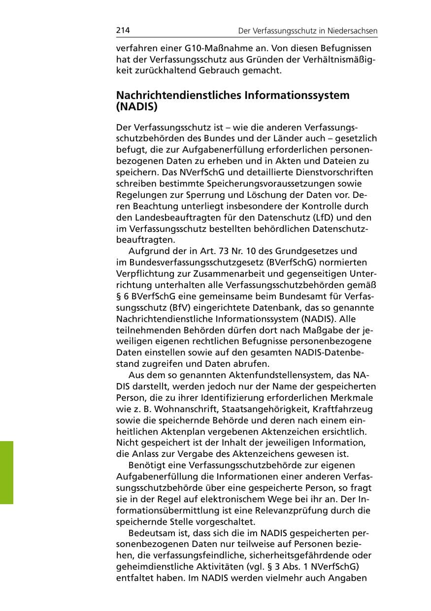 Seite 216 des Verfassungsschutzbericht 2007 Niedersachsen