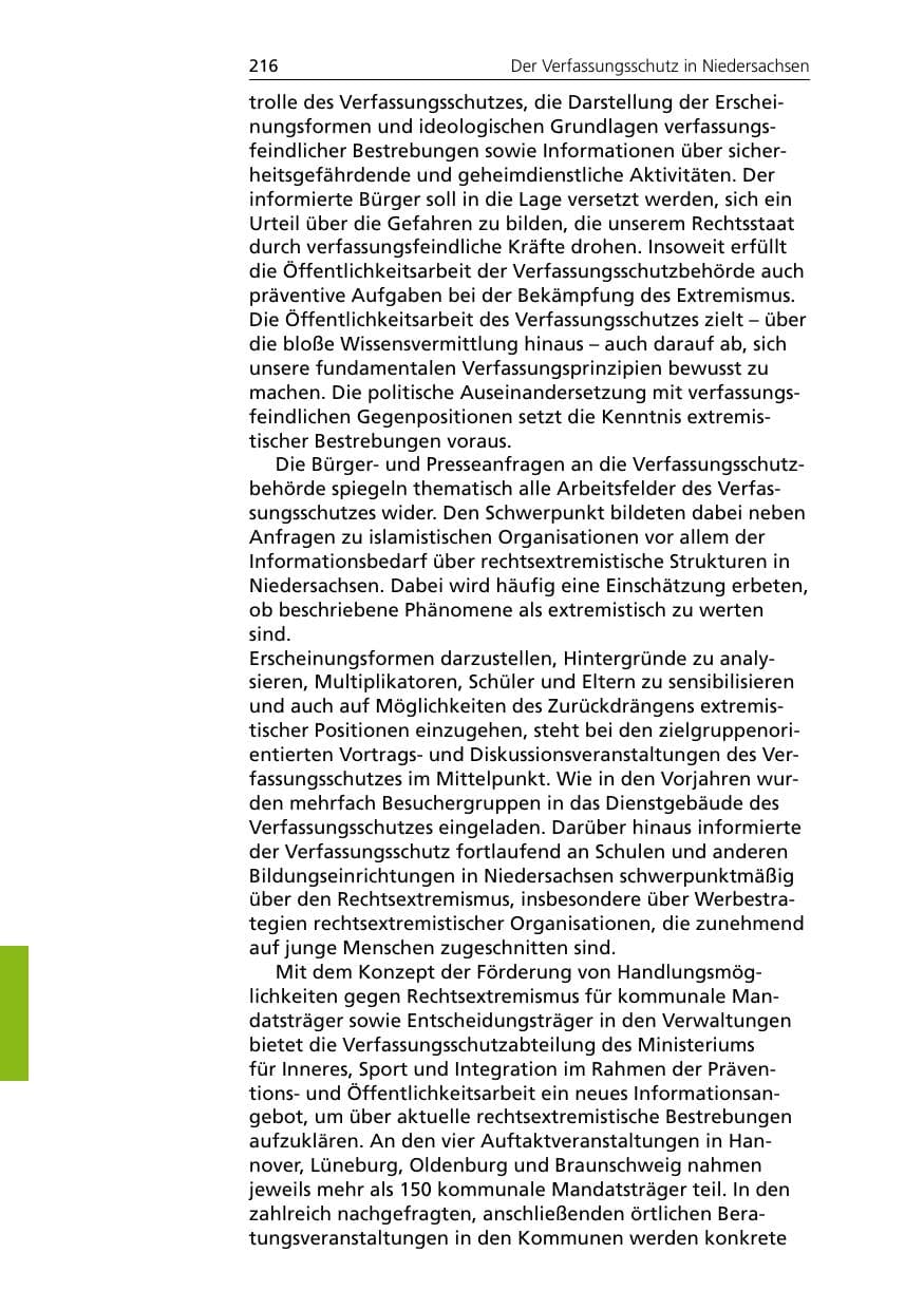 Seite 218 des Verfassungsschutzbericht 2007 Niedersachsen