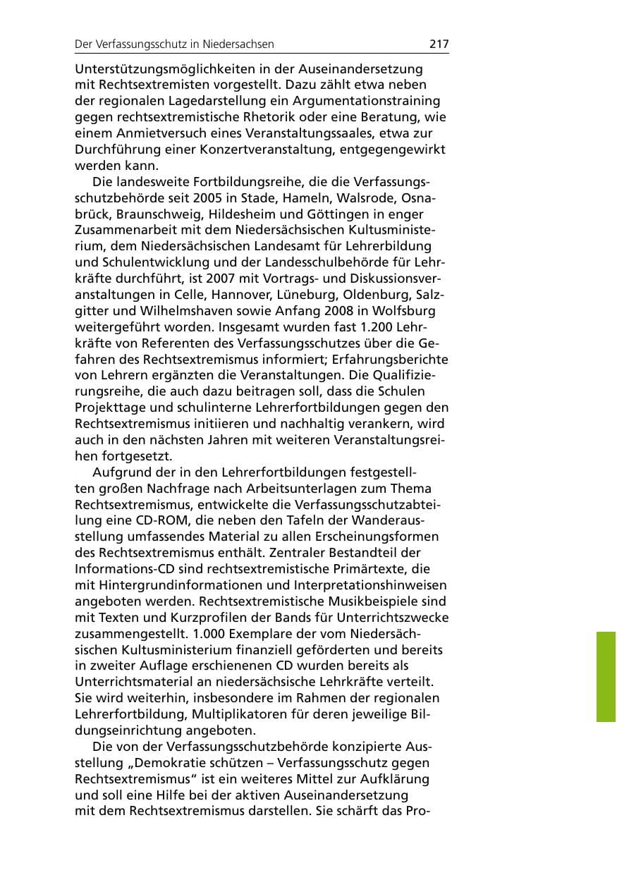 Seite 219 des Verfassungsschutzbericht 2007 Niedersachsen
