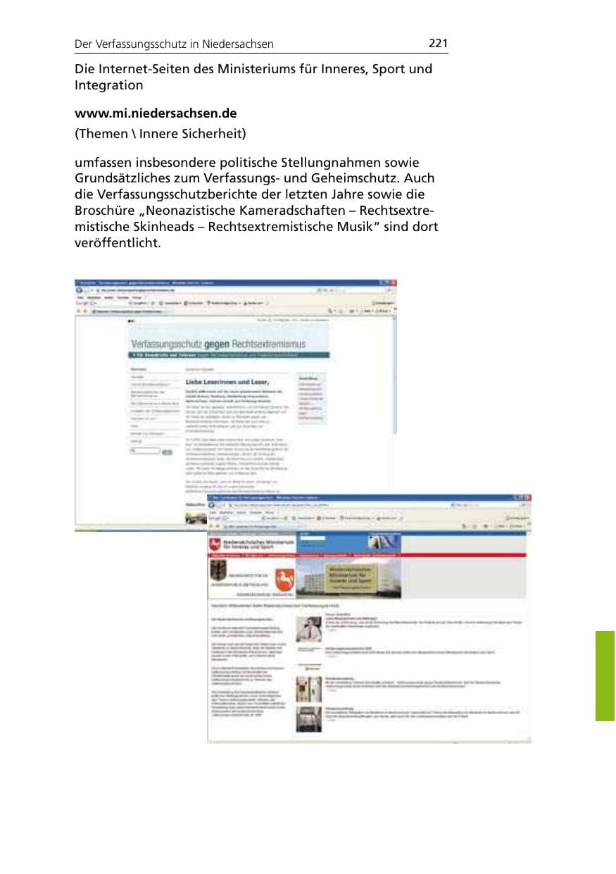 Seite 223 des Verfassungsschutzbericht 2007 Niedersachsen