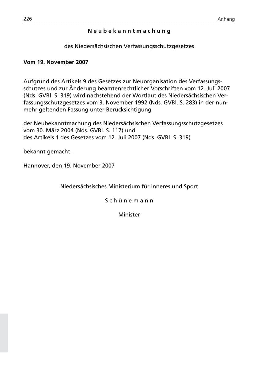 Seite 228 des Verfassungsschutzbericht 2007 Niedersachsen