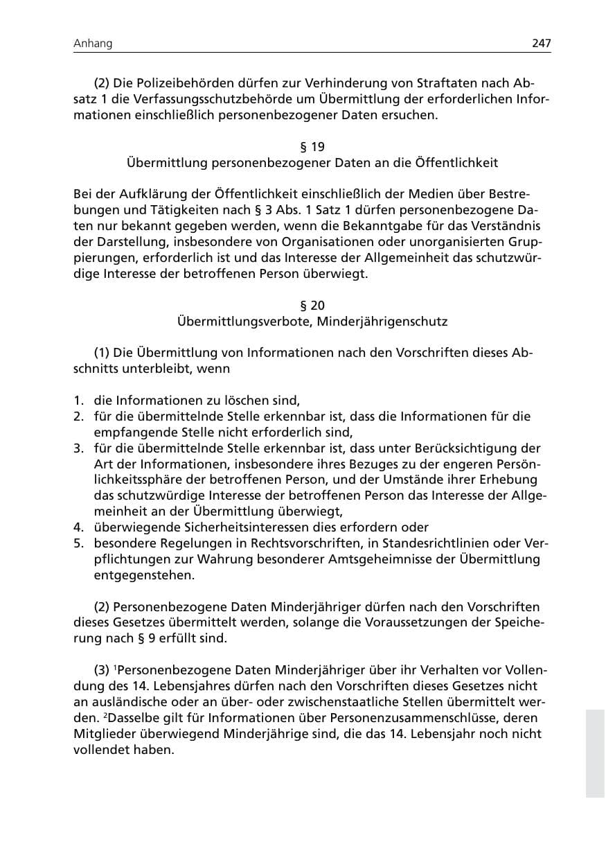 Seite 249 des Verfassungsschutzbericht 2007 Niedersachsen