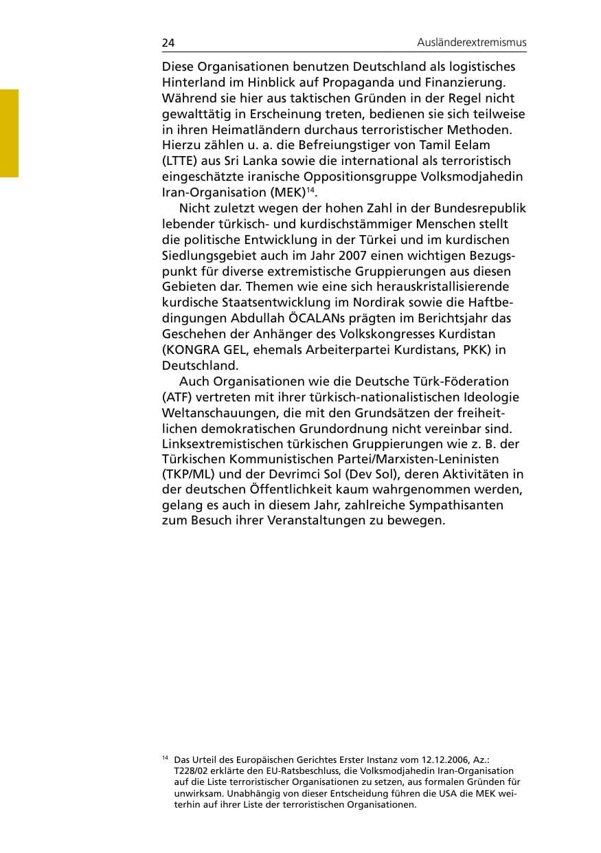 Seite 26 des Verfassungsschutzbericht 2007 Niedersachsen