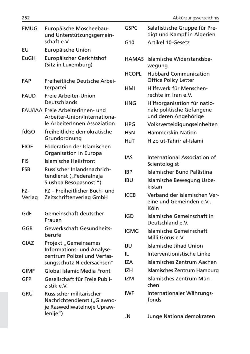 Seite 254 des Verfassungsschutzbericht 2007 Niedersachsen