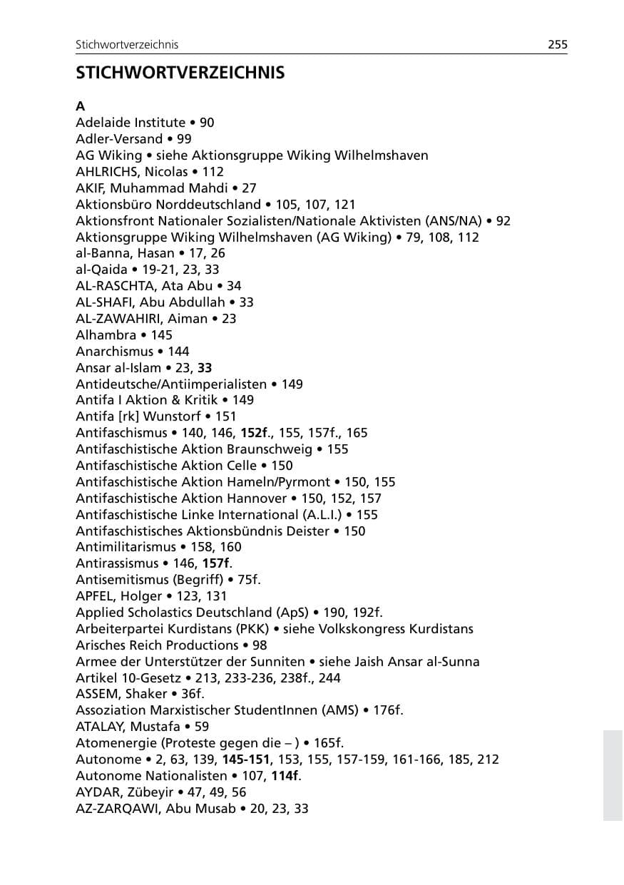 Seite 257 des Verfassungsschutzbericht 2007 Niedersachsen