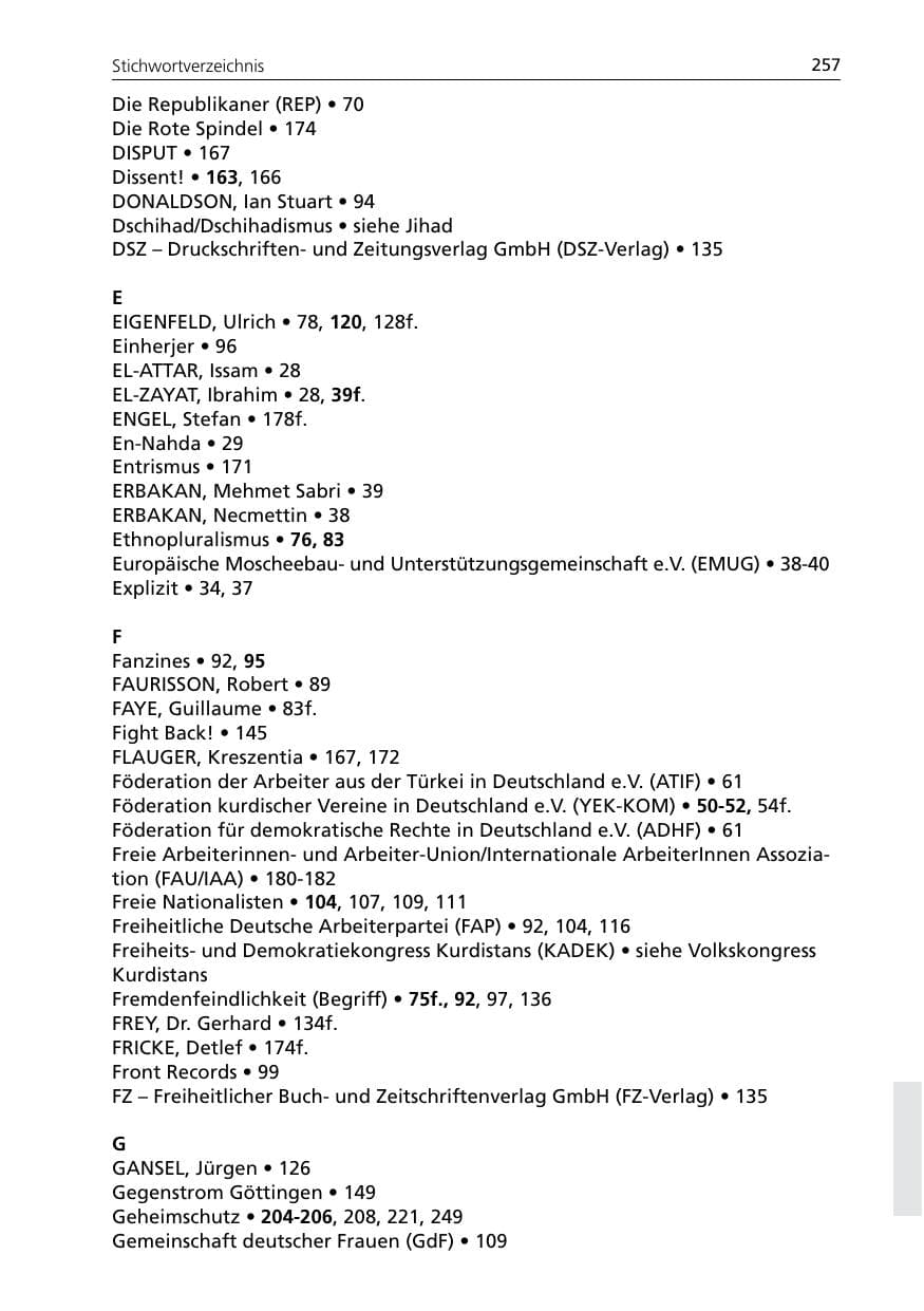 Seite 259 des Verfassungsschutzbericht 2007 Niedersachsen