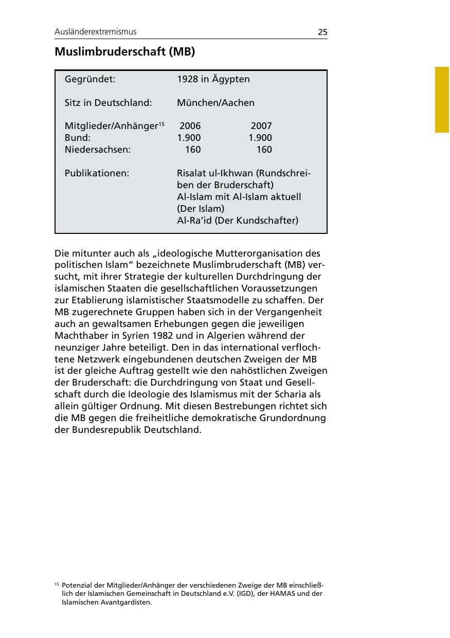 Seite 27 des Verfassungsschutzbericht 2007 Niedersachsen