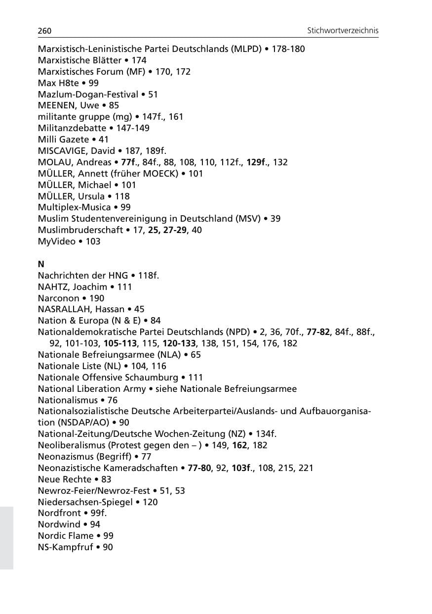 Seite 262 des Verfassungsschutzbericht 2007 Niedersachsen