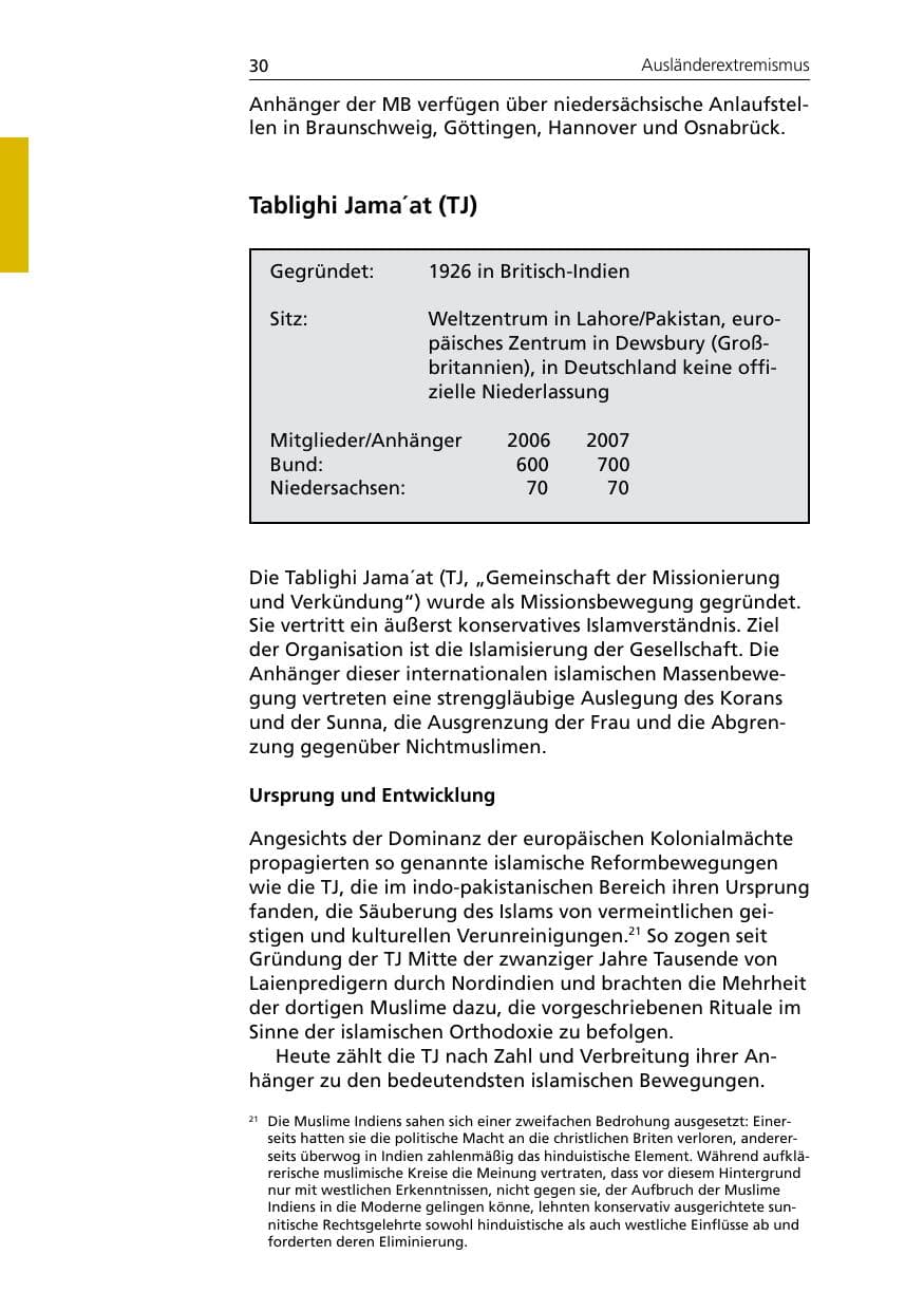 Seite 32 des Verfassungsschutzbericht 2007 Niedersachsen