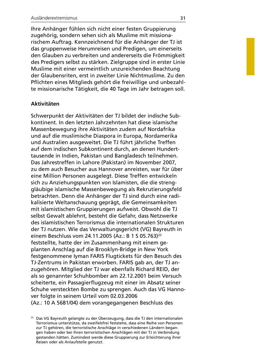 Seite 33 des Verfassungsschutzbericht 2007 Niedersachsen