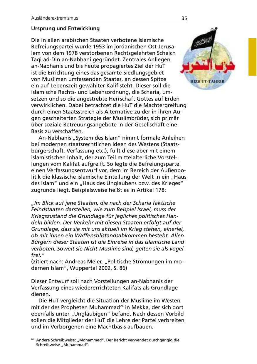 Seite 37 des Verfassungsschutzbericht 2007 Niedersachsen