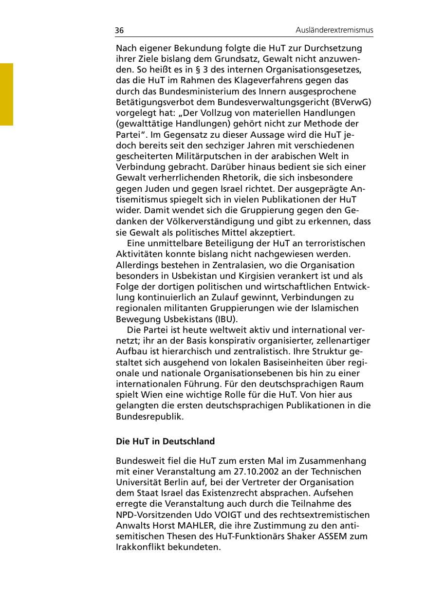 Seite 38 des Verfassungsschutzbericht 2007 Niedersachsen