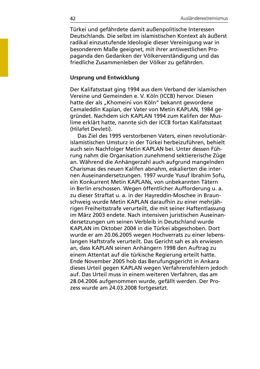 Seite 44 des Verfassungsschutzbericht 2007 Niedersachsen