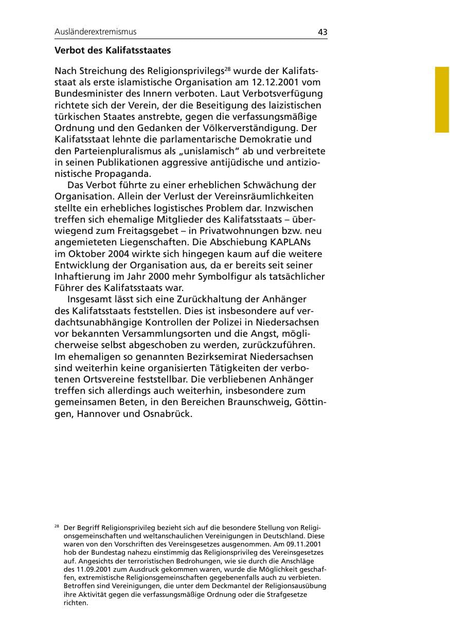 Seite 45 des Verfassungsschutzbericht 2007 Niedersachsen