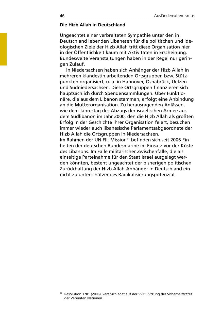 Seite 48 des Verfassungsschutzbericht 2007 Niedersachsen