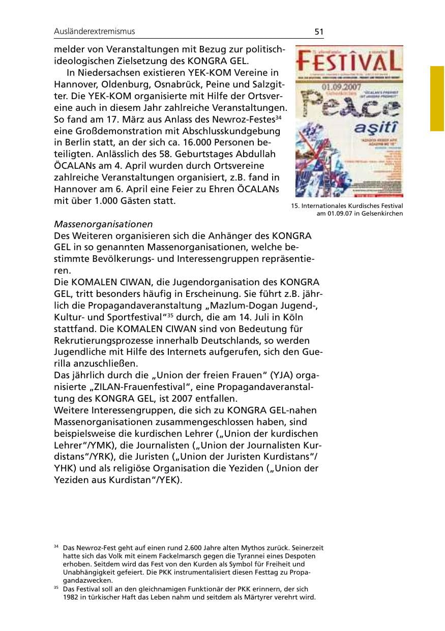 Seite 53 des Verfassungsschutzbericht 2007 Niedersachsen