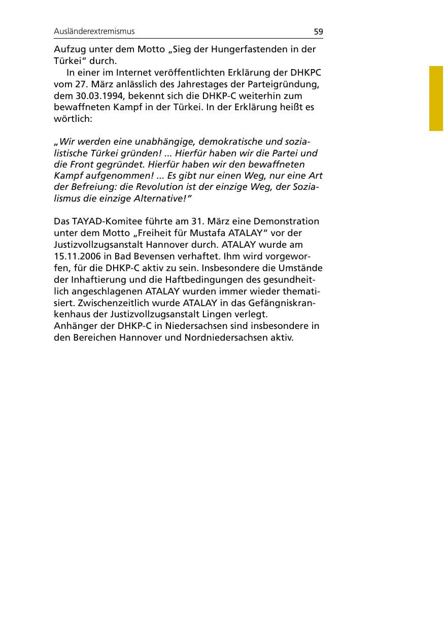 Seite 61 des Verfassungsschutzbericht 2007 Niedersachsen