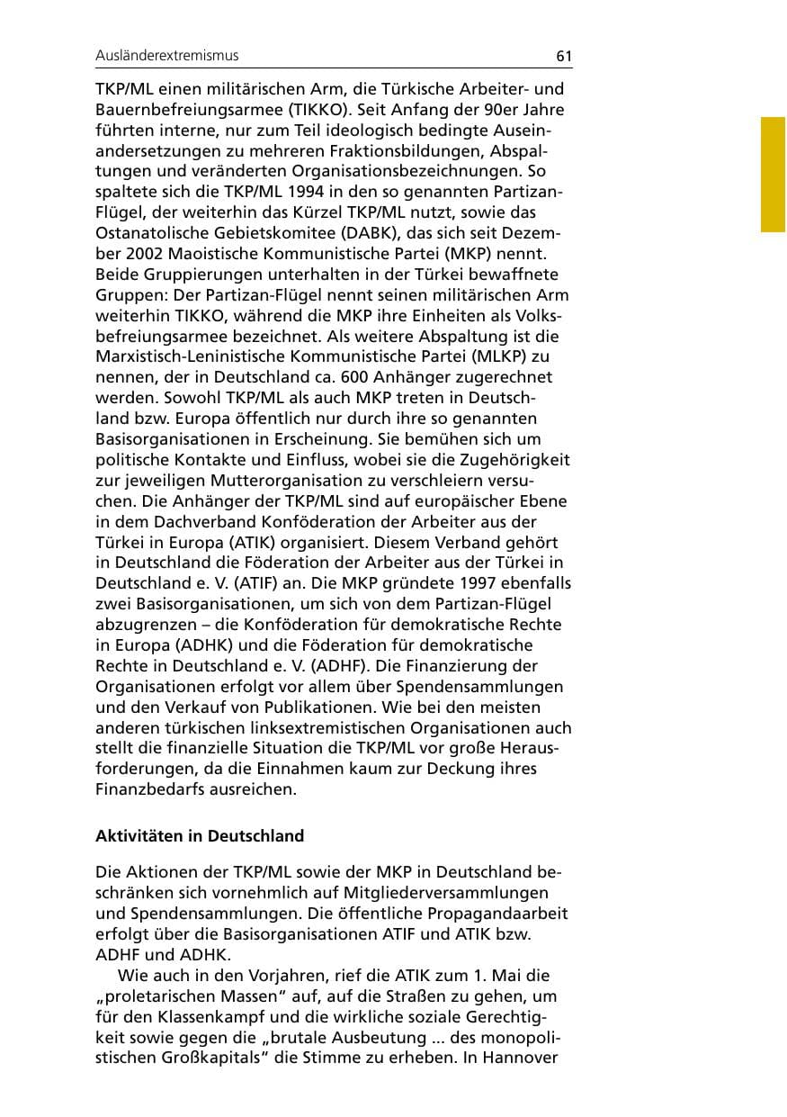 Seite 63 des Verfassungsschutzbericht 2007 Niedersachsen