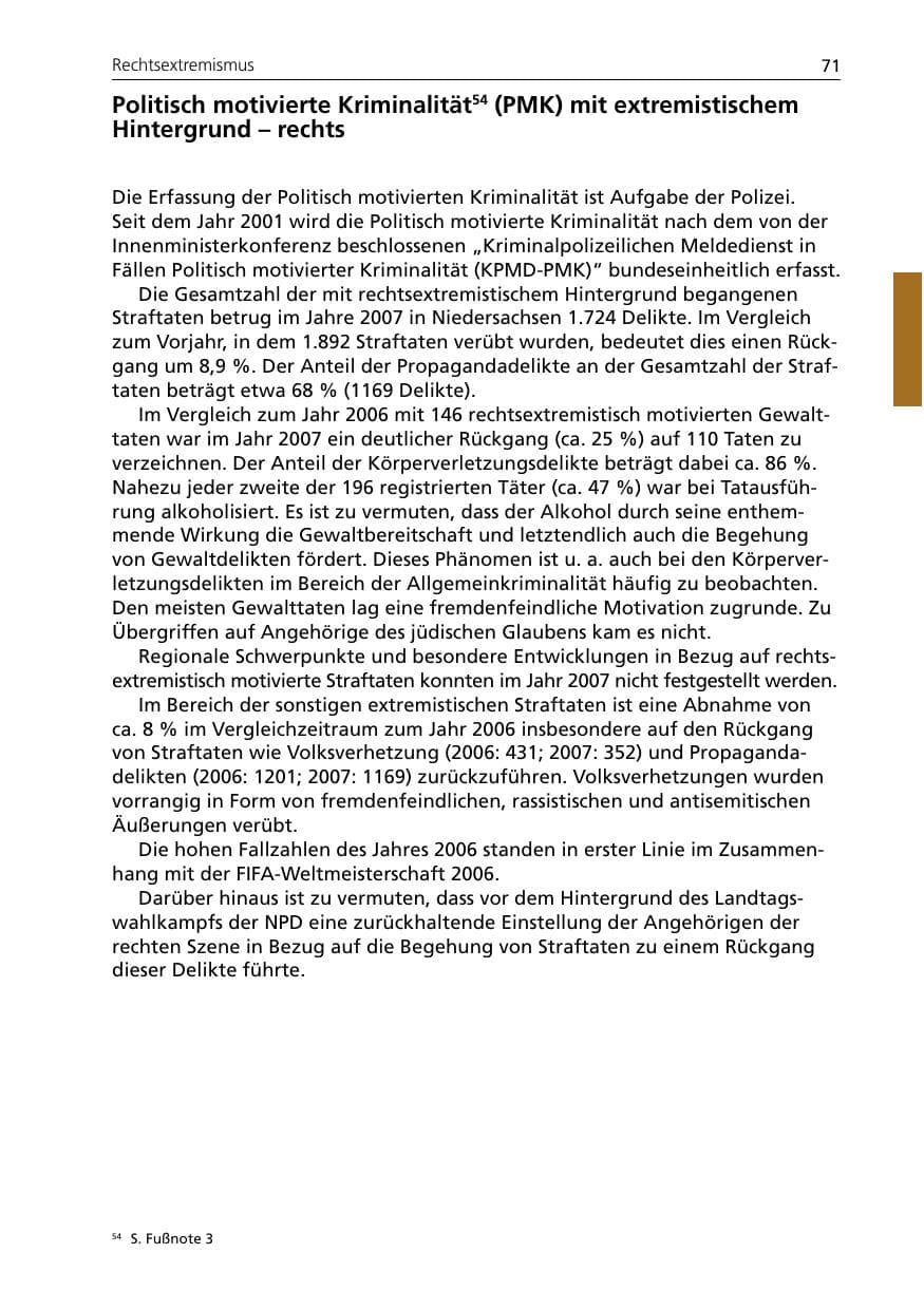 Seite 73 des Verfassungsschutzbericht 2007 Niedersachsen