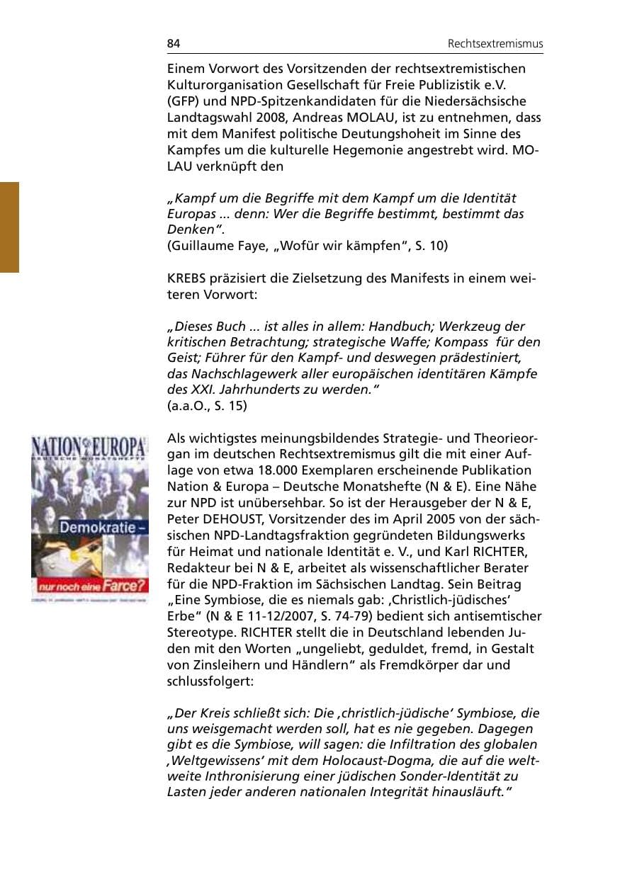 Seite 86 des Verfassungsschutzbericht 2007 Niedersachsen