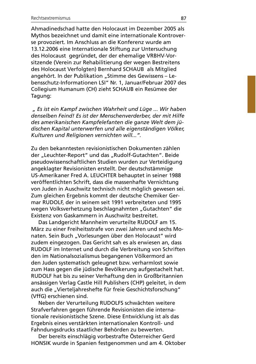 Seite 89 des Verfassungsschutzbericht 2007 Niedersachsen