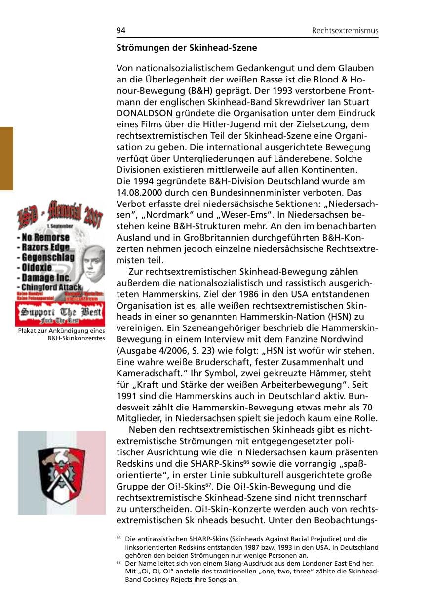 Seite 96 des Verfassungsschutzbericht 2007 Niedersachsen