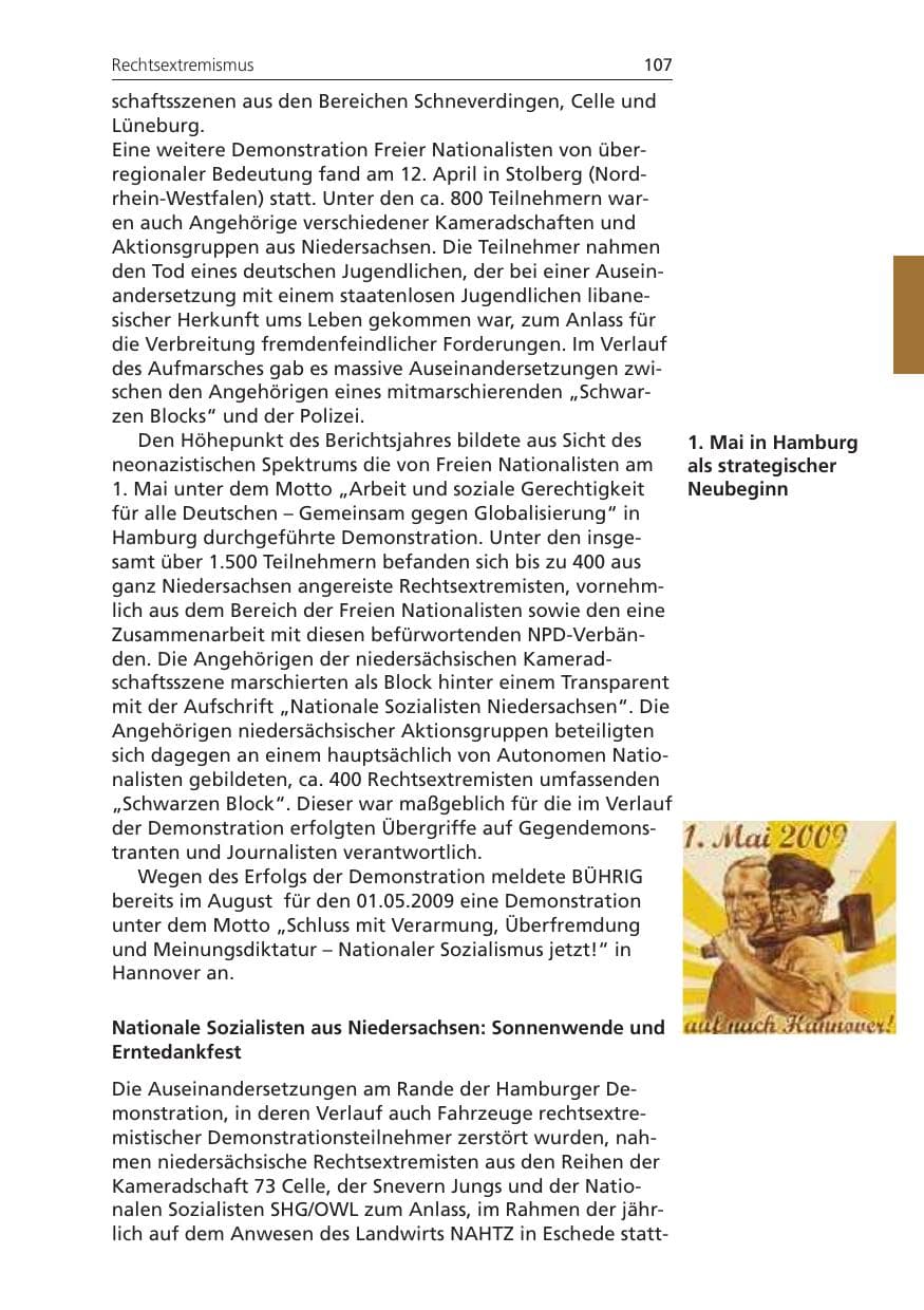 Seite 107 des Verfassungsschutzbericht 2008 Niedersachsen