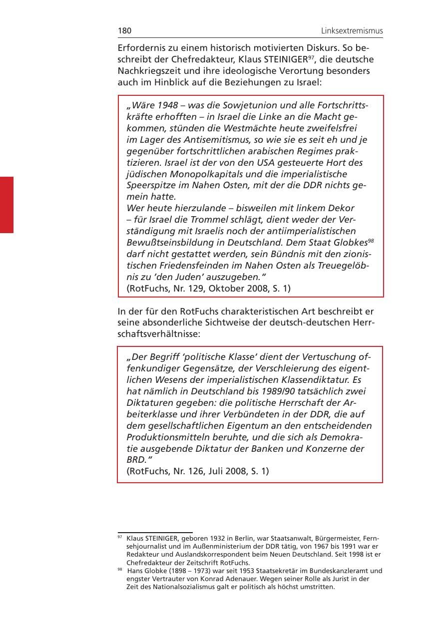 Seite 180 des Verfassungsschutzbericht 2008 Niedersachsen