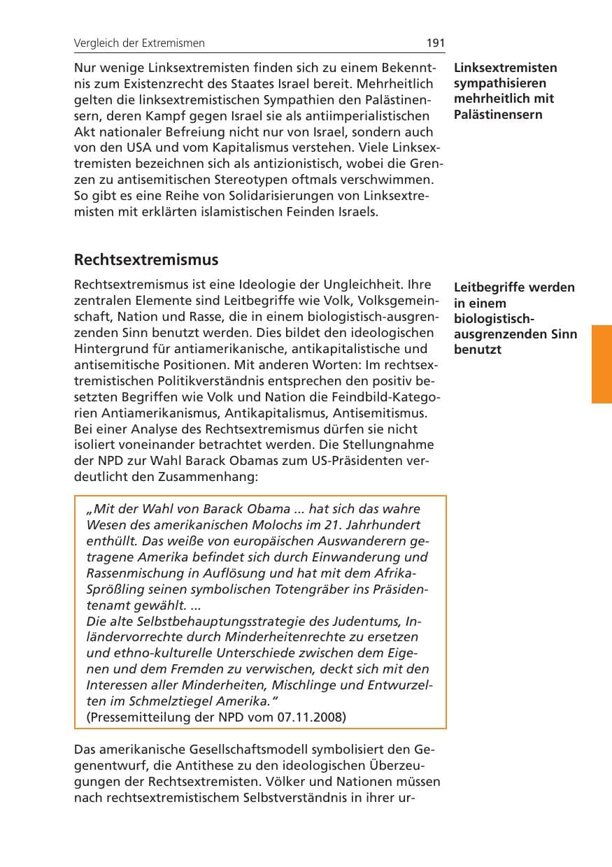 Seite 191 des Verfassungsschutzbericht 2008 Niedersachsen