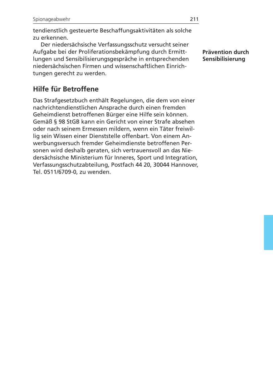 Seite 211 des Verfassungsschutzbericht 2008 Niedersachsen