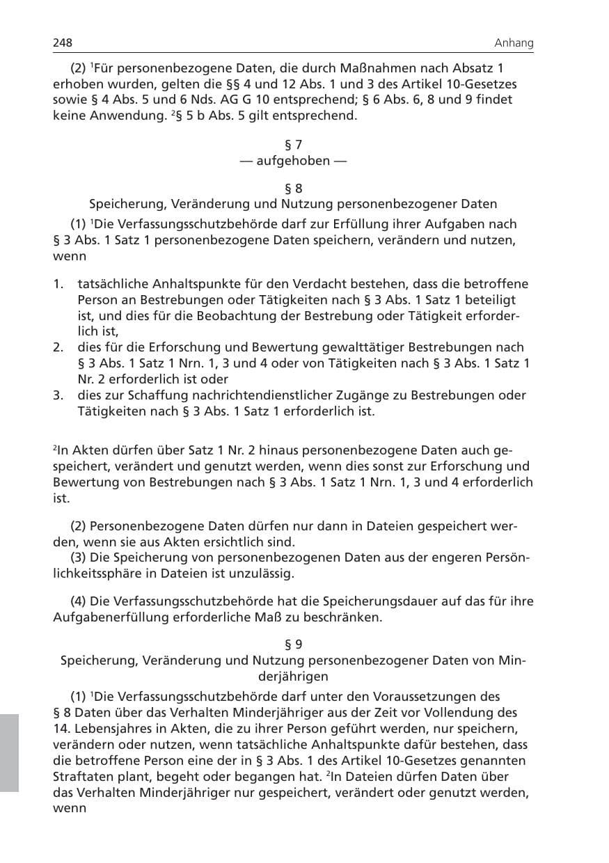 Seite 248 des Verfassungsschutzbericht 2008 Niedersachsen