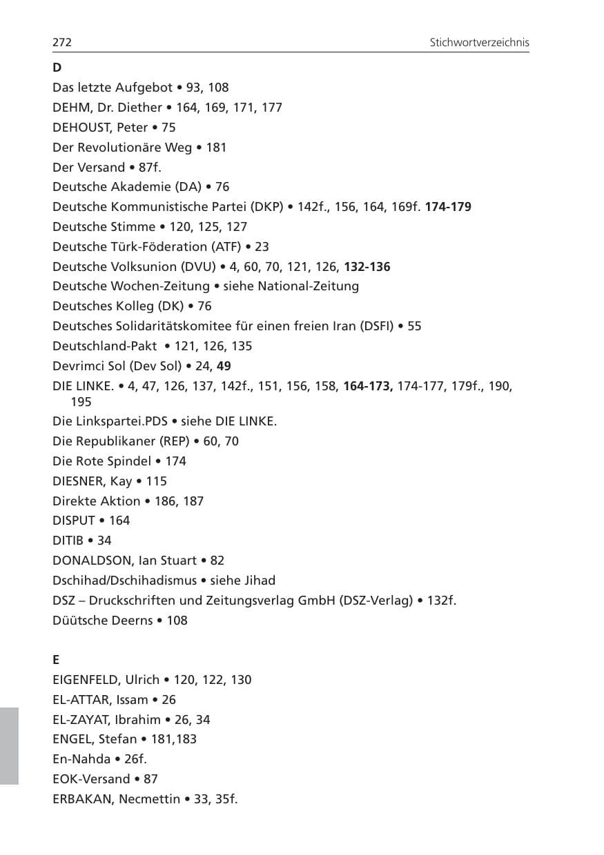 Seite 272 des Verfassungsschutzbericht 2008 Niedersachsen