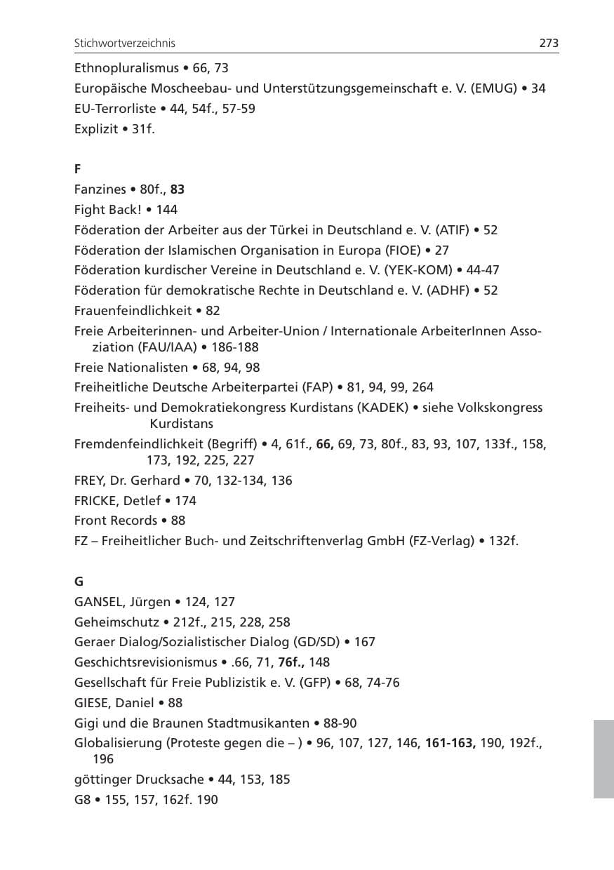 Seite 273 des Verfassungsschutzbericht 2008 Niedersachsen