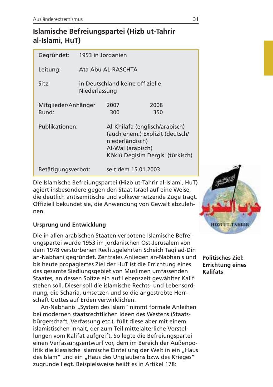 Seite 31 des Verfassungsschutzbericht 2008 Niedersachsen