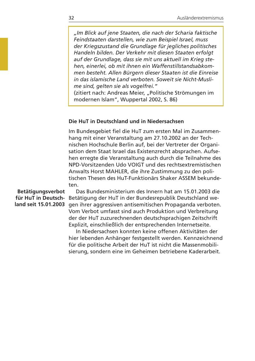 Seite 32 des Verfassungsschutzbericht 2008 Niedersachsen