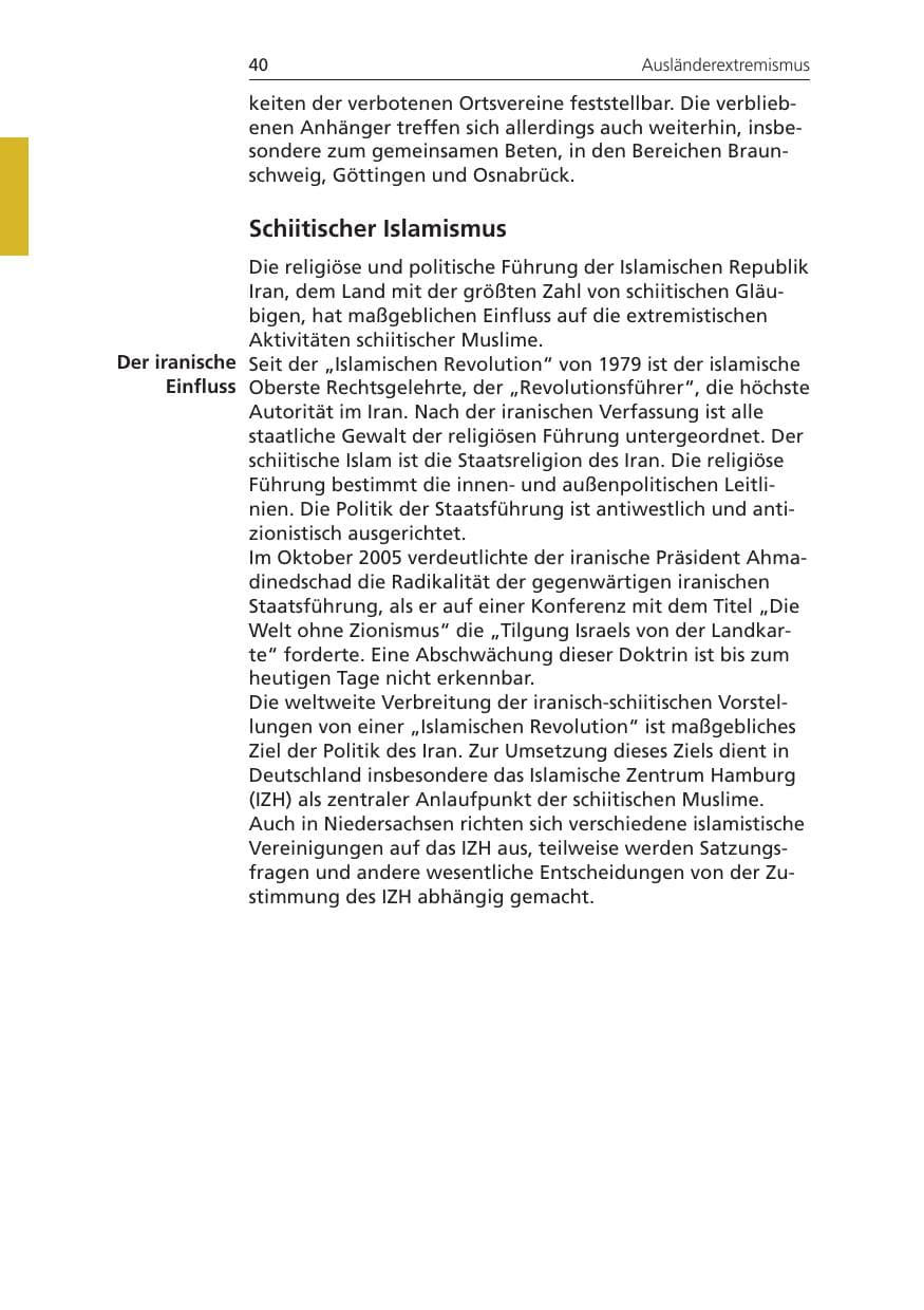 Seite 40 des Verfassungsschutzbericht 2008 Niedersachsen