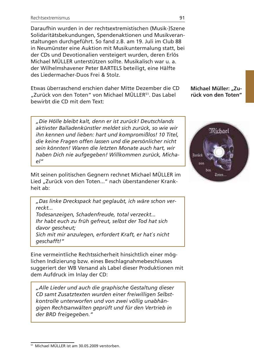 Seite 91 des Verfassungsschutzbericht 2008 Niedersachsen