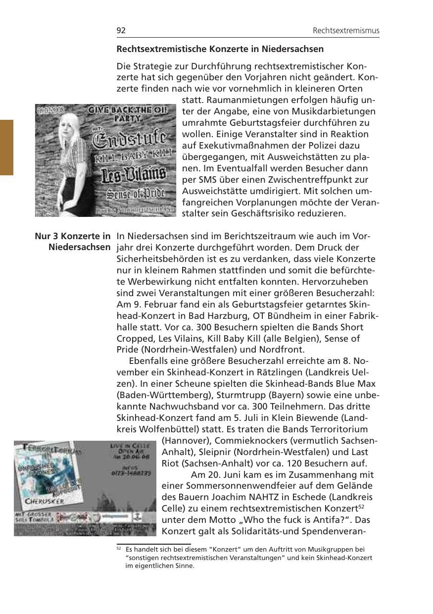 Seite 92 des Verfassungsschutzbericht 2008 Niedersachsen
