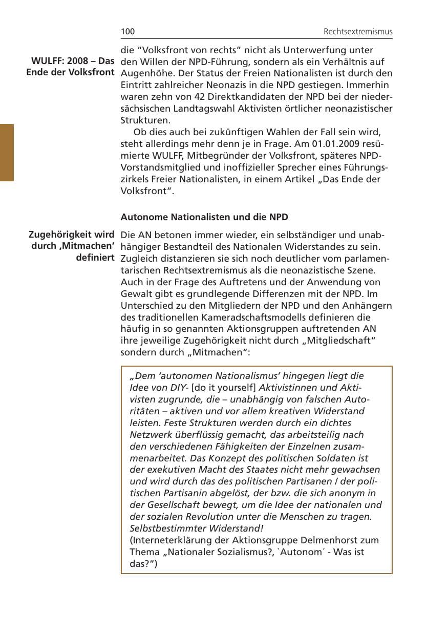 Seite 100 des Verfassungsschutzbericht 2008 Niedersachsen
