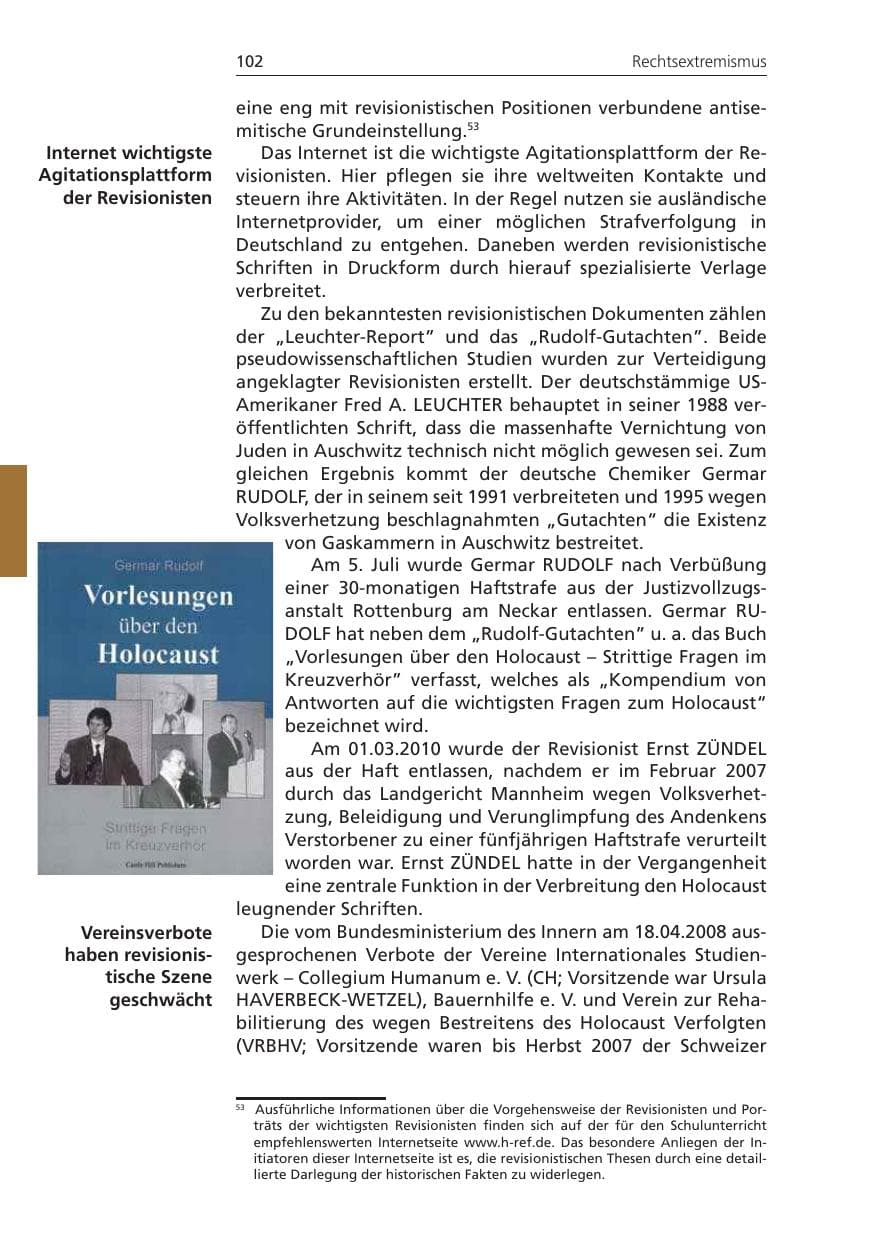 Seite 102 des Verfassungsschutzbericht 2009 Niedersachsen