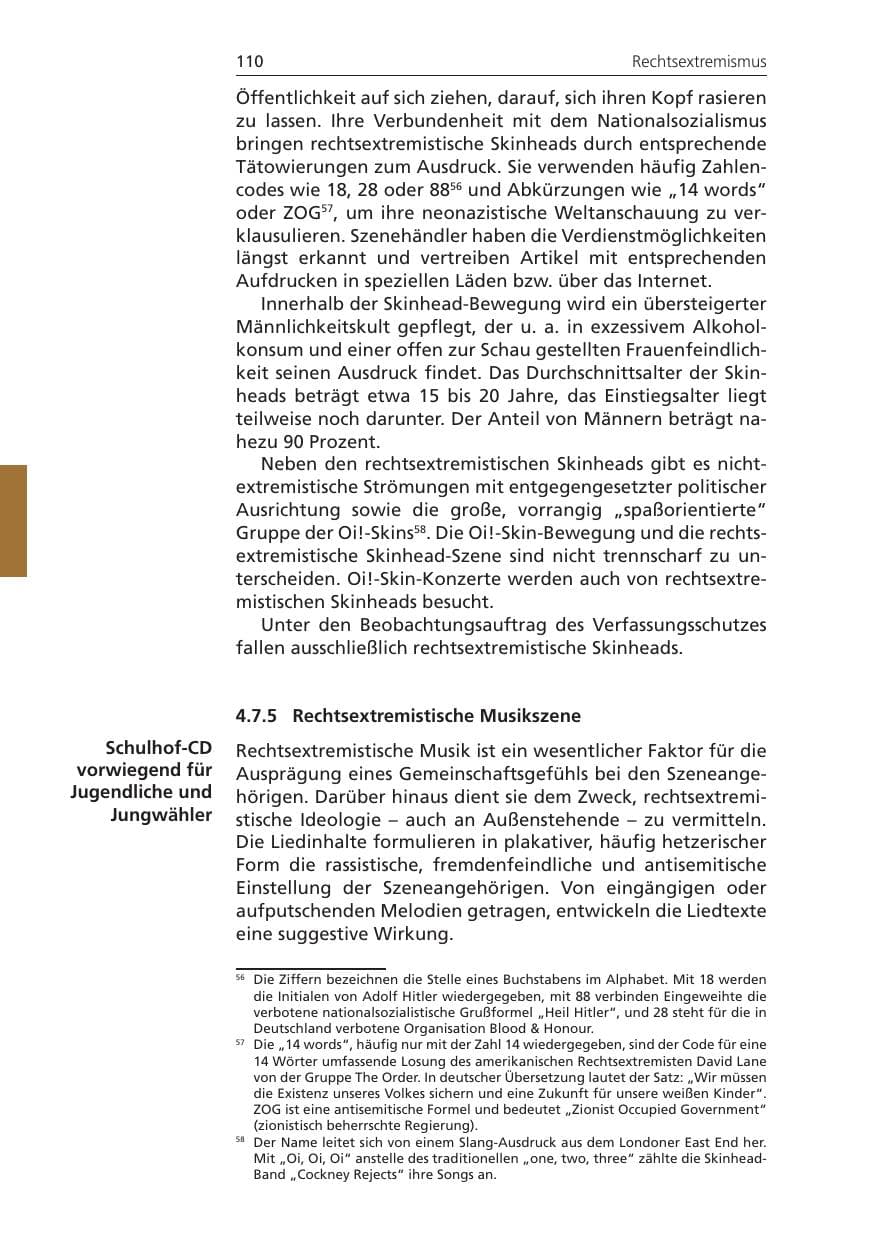Seite 110 des Verfassungsschutzbericht 2009 Niedersachsen