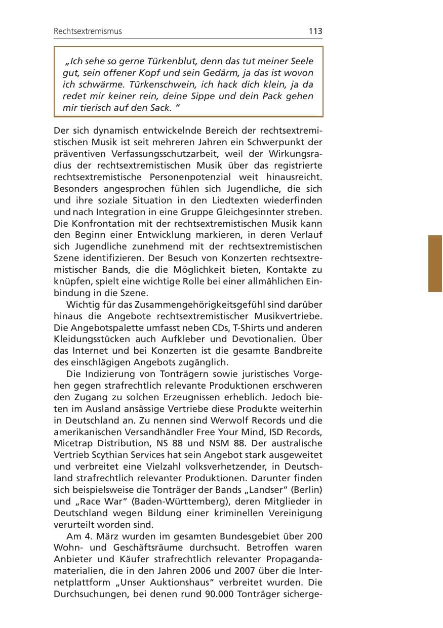 Seite 113 des Verfassungsschutzbericht 2009 Niedersachsen