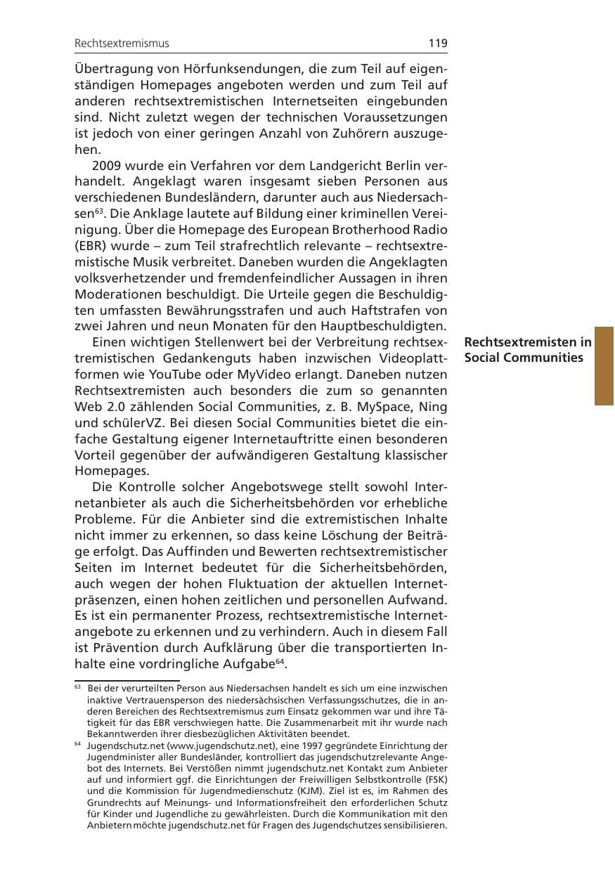 Seite 119 des Verfassungsschutzbericht 2009 Niedersachsen